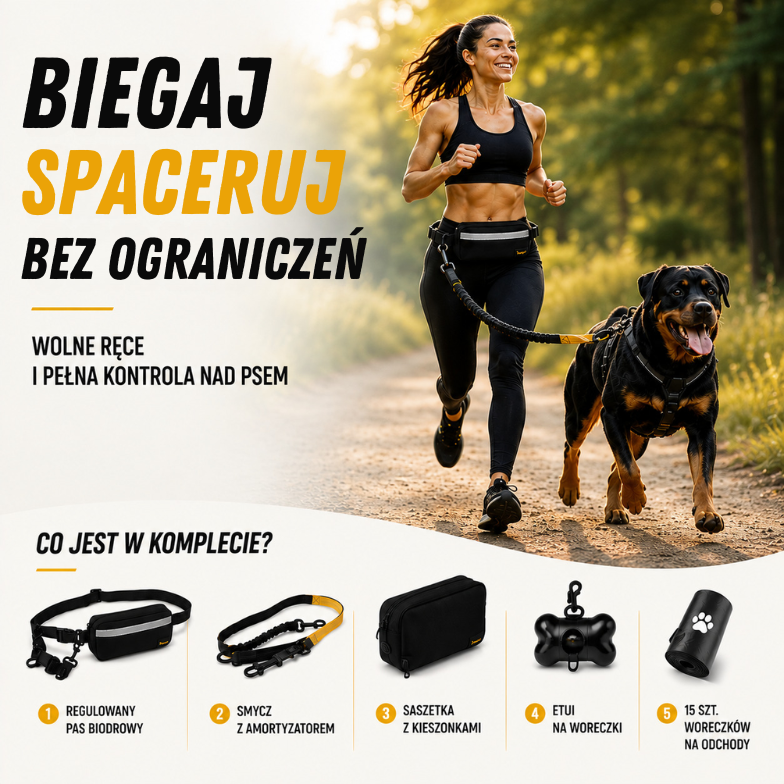 Furleo RunFree - Pas Biodrowy Ze Smyczą Amortyzowaną 1