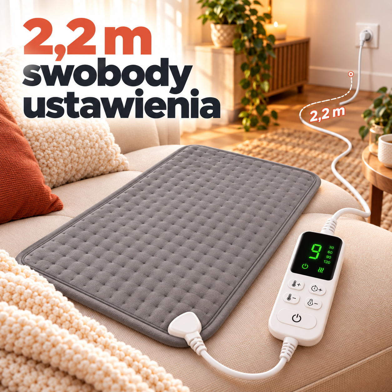 🔌 2,2 METRA PRZEWODU – PEŁNA SWOBODA ODPOCZYNKU!